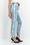 Women Regular Fit Brand Logo Denim Jogger Jeans, Blue - 3