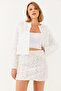 Women's White Floral Textured Mini Skirt Mbms027 60501027 - 3