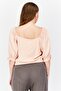 Women Square Neck Puff Sleeve Solid Cropped Top, Peach - 3