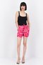 Women Printed High Rise Casual Shorts, Dark Pink - 2