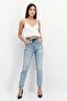 Women Regular Fit Brand Logo Denim Jogger Jeans, Blue - 2