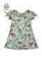Leaf Patterned Design with Balloon Sleeves, Casual and Comfortable Summer Dress for Girls
