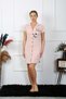 Fashion Line Women's Cotton Combed Cotton Short Sleeve Buttoned Blue Salmon Nightgown 13109 - 3