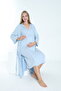 Baby Blue Maternity and Maternity Nightgown Set with Dressing Gown - 5