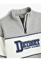 Half Zipper Sweatshirt Slogan Printed Stand Collar With Ribbon - 3