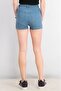 Women Belted Denim Shorts, Blue - 4