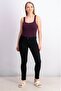 Women Mid Rise Plain Skinny Pants, Black - 2