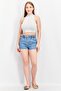 Women Light Washed Denim Shorts, Blue - 4
