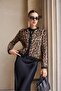 Beige-Black Leopard Patterned Cardigan