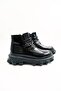 Women's Genuine Leather Boots Black Patent Leather - 2