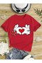 Unisex Kids Cartoon Heart Print Short Sleeve Black White Red T-Shirt