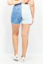 Women Two-Tone Denim Shorts, White - 3