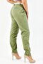 Women Regular Fit Plain Belted Chino Pants, Light Green - 3