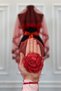 Red Bridal Veil Set, Guipure and Pearl Decorated Henna Night Veil Alı Cover 6 Pieces - 8