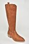 T 480142802   Tan Suede Low Heeled Women's Boots - 8