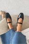 Berny Women's Belt Detail Patent Leather Ballerina Black - 4