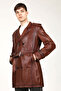 Deri̇club Getafe Men's K Double-Breasted Collar Genuine Leather Trench Coat Kanyak - 5