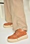 T 811845302   Tan Suede Thick Soled Women's Shoes - 3