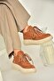 T 811845302   Tan Suede Thick Soled Women's Shoes - 5