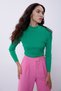 Green Half Turtleneck Back Low-cut Knitwear Sweater - 3