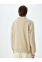 Slogan Printed Sweatshirt with Half Zipper, Shaded Cotton Blend - 4