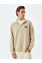Slogan Printed Sweatshirt with Half Zipper, Shaded Cotton Blend - 3