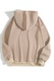 Women's Beige Positive Printed Hooded Hoodie Sweatshirt - 2