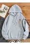 Unisex Gray Space Printed Hooded Hoodie Sweatshirt - 2