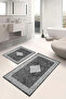 Digital Printed Washable Framed Classic Model Bath Mat Toilet Set - 3