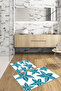 Digital Printed Washable Non-Slip Base Starfish Bath Mat Toilet Set - 2