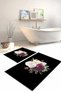 Digital Printed Washable Non-Slip Base Floral Motif Bath Mat Toilet Set - 2