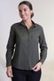 Women's Khaki Green Lycra Long Sleeve Cotton Classic Shirt