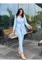 Women's Stoned Jacket and Trousers Set Baby Blue - 3