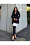 Women's Stone-Embellished Jacket and Trousers Set Black - 3