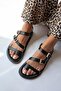 Mira Women's Leather Flip-Flop Sandals Black - 2