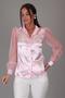 Women's Pink Satin Tulle Sleeve Evening Dress Shirt - 4