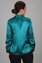 Women's Emerald Green Satin Long Sleeve Evening Dress Shirt - 7
