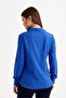Women's Cobalt Blue Lycra Long Sleeve Cotton Classic Shirt - 7