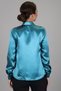 Women's Petrol Green Satin Long Sleeve Evening Dress Shirt - 7