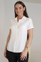 Women's Off-White Short Sleeve Crinkle Fabric Classic Shirt - 5