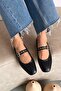 Jules Women's Belt Detail Leather Ballerinas Black - 2
