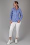 Women's Indigo Striped Long Sleeve Lycra Cotton Classic Shirt Dk002-4 - 3