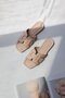 Huxx Women's Single Strap Casual Leather Slippers Beige - 2