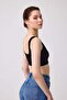 Premium - Women's Black Seamless Square Neck Crop Top Bustier - 2
