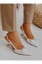 White Leather (Moss) Buckle Detail Women's Stiletto