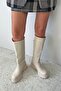 Lina Women's Fur Detail Leather Boots Beige