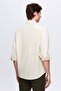 Ds Damat Comfort Beige Button Collar Relaxed Fit Linen Look 100% Cotton Shirt - 4