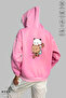 Unisex Hoodie Long Sleeve Bubu Dudu Scooter Printed Hooded Sweatshirt Oversize Cotton
