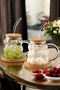 6-Piece Grape Grain Bamboo Lid Bead Cup 350 ml Heat Resistant Glass with Straw Coffee Presentation Cup - 4
