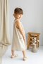 Beige Natural Linen Bracelet Collar Dress with Pockets on the Sides and Double Buttons for Girls Beige - 5